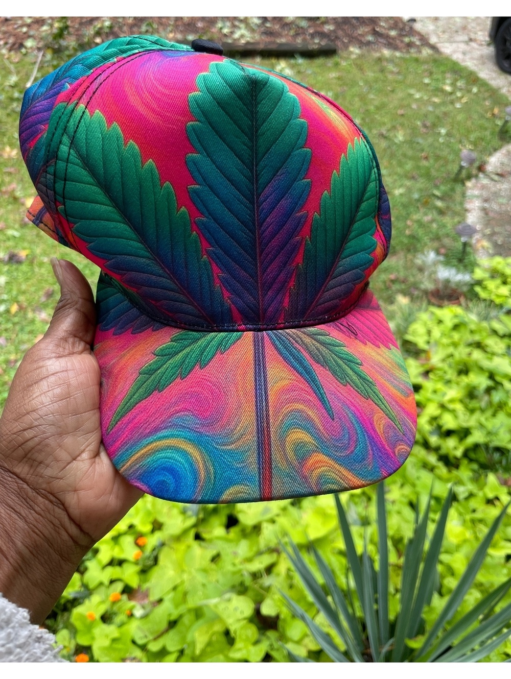 Psychedelic print baseball cap